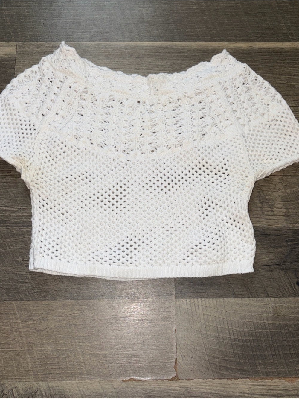 Anthropology White Crochet Meadow Babydoll Top Size S